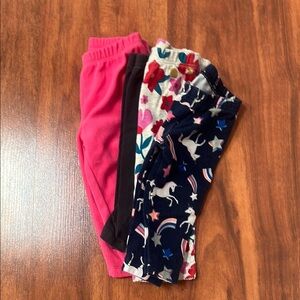 Floral and Solid Kids Leggings Set